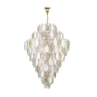 Люстра подвесная Lace 5052/86 Odeon Light золотая прозрачная белая на 86 ламп, основание золотое в стиле современный флористика Люстра подвесная Lace 5052/86 Odeon Light золотая прозрачная белая на 86 ламп, основание золотое в стиле современный флористика